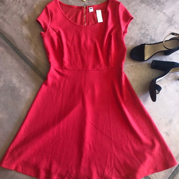 NWT old navy red fit and flare dress - Picture 2 of 4
